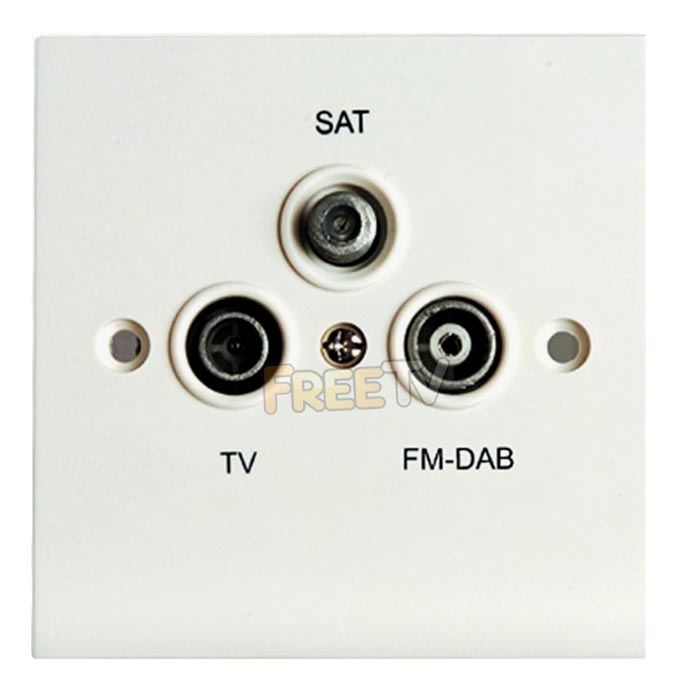 Low Cost TV Aerial & Satellite Wall Plate With FM/DAB Output Also
