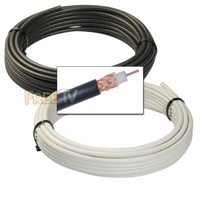 50m rolls of high quality rg6 satellite tv cable in black satellite cable